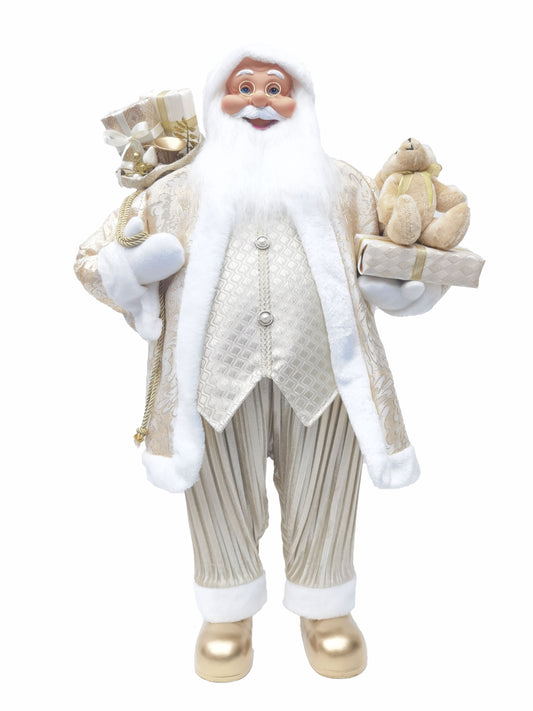 90cm Regal Champagne Santa with Gifts & Teddy