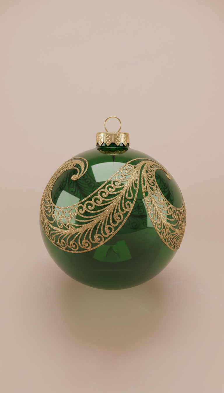 Hand-Blown Glass Bauble with Gold Accent